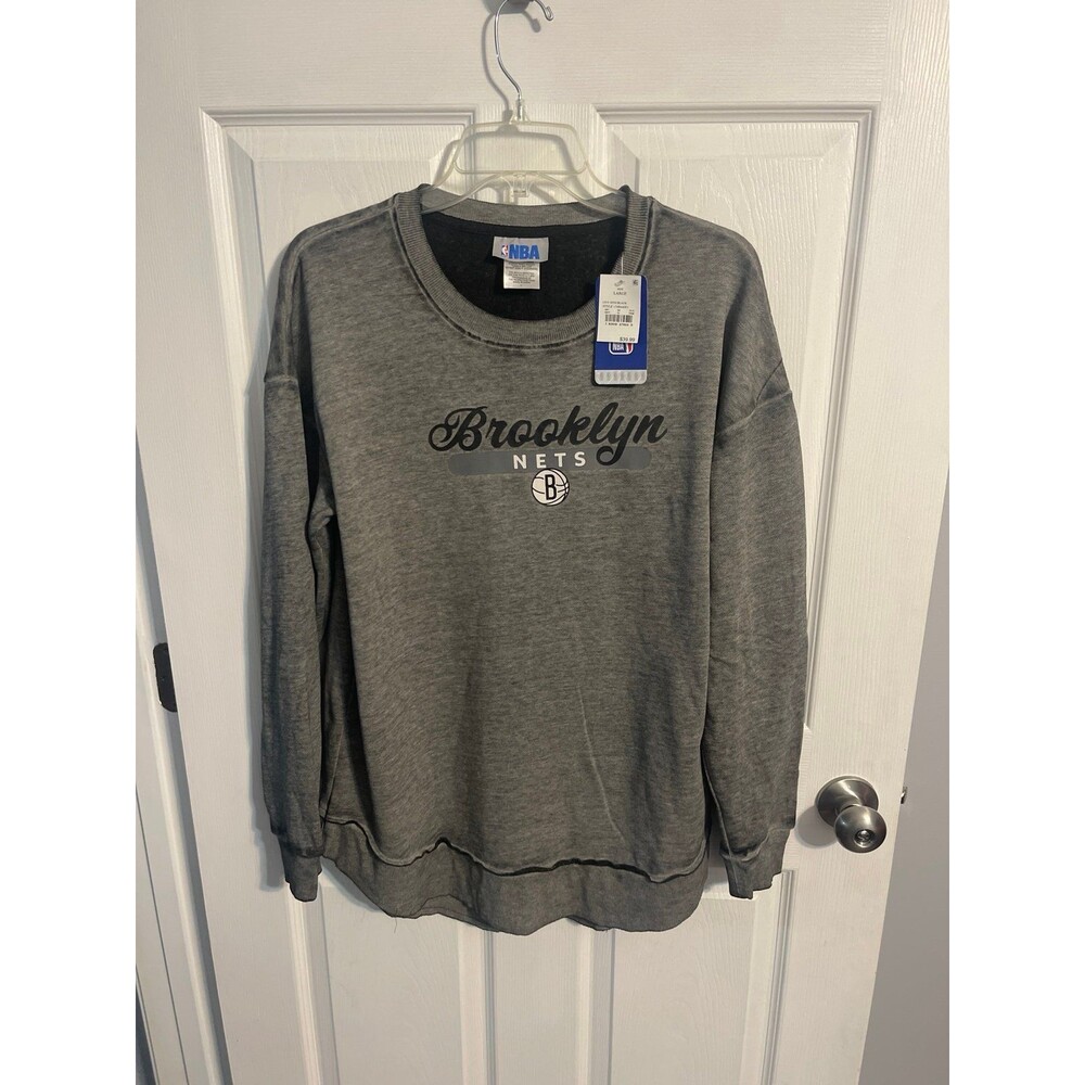 NBA Brooklyn Nets Women's Burnout Sweatshirt Size L Gray New With Tags